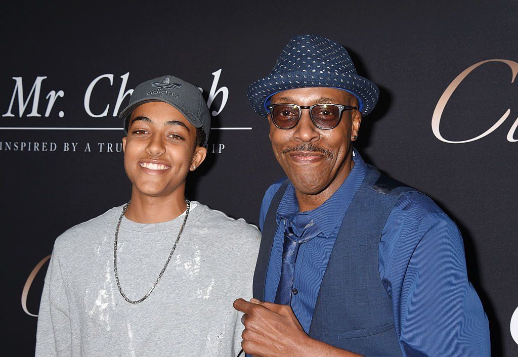 Arsenio Hall (R) and son Arsenio Hall, Jr. arrive at the premiere of Cinelou Releasing