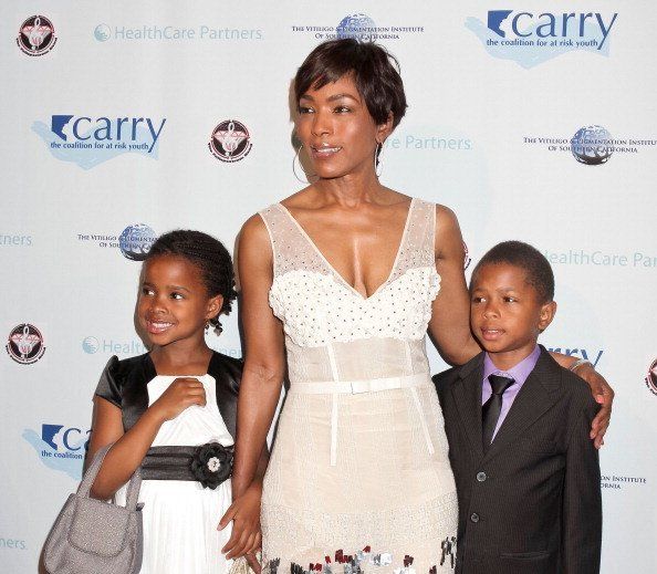 Angela Bassett and her children Bronwyn Vance and Slater Vance attend the 