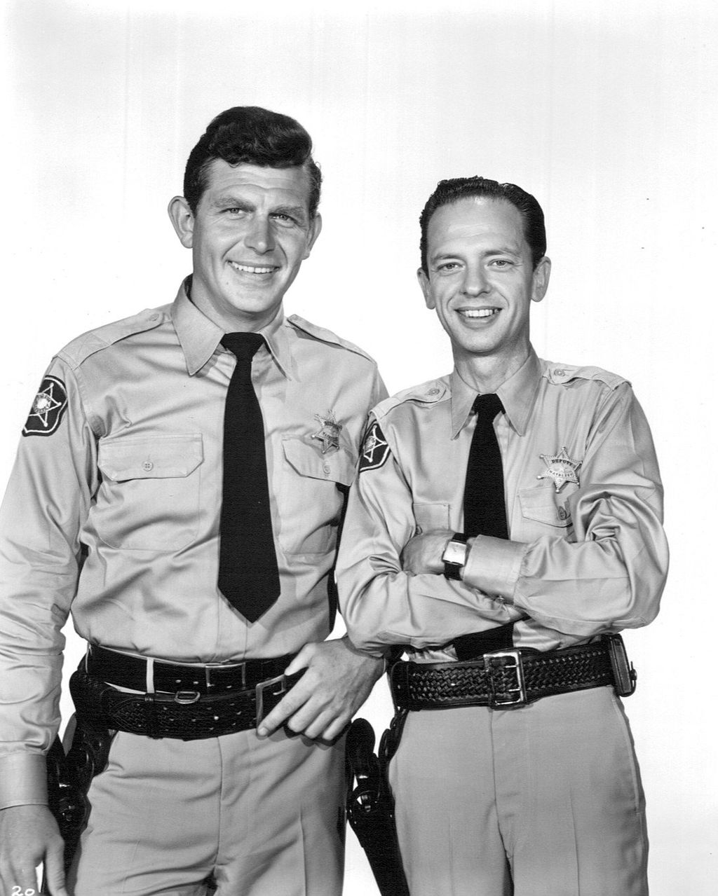 Andy Griffith as Sheriff Andy Taylor and Don Knotts as Deputy Barney Fife from the premiere of 
