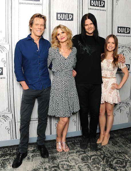 From left to right, Kevin Bacon, Kyra Sedgwick, Travis Bacon and Sousie Bacon attending the Build Series event in 2017. Source: Getty images/GlobalImagesUkraine