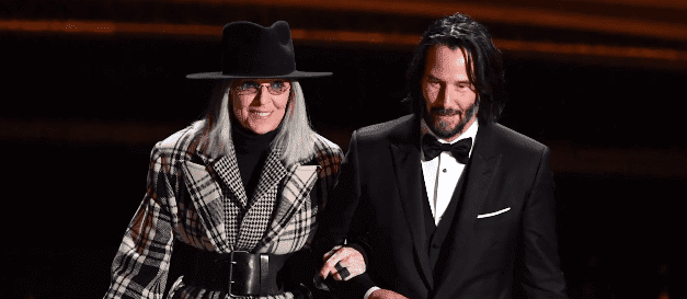 Keanu Reeves and Diane Keaton presenting the the award for Best Original Screenplay at the 2020 Oscars. | Source: YouTube/Access.